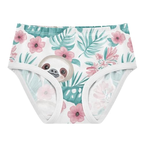 Wusikd Cartoon Sloth Girls' Underwear Cotton Pink Flowers Girls Briefs Soft Toddler Underwear 2T