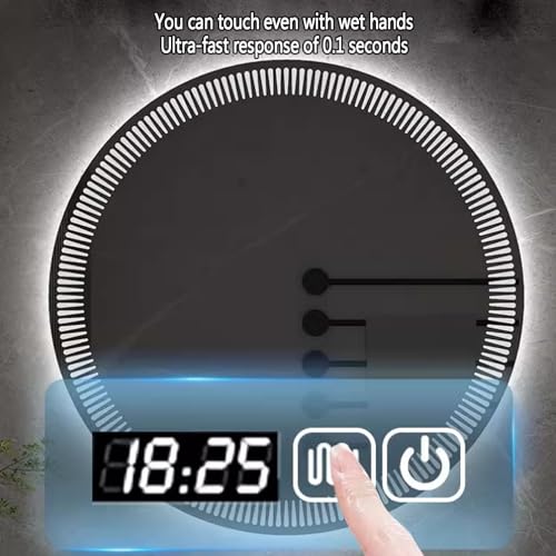 Miroir de salle de bain LED rond tactile et incassable à intensité variable - 6