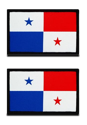 Pack of 2 PCS Tactical Panama Flag Patch - America Panamanian Patch- Hook & Loop Embroidered Fastener-Team Work Uniform Clothes Bags Cap Vest Dog Harness Sew on Military Emblem Patches