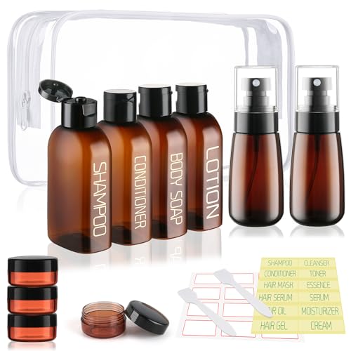 Cosywell Travel Bottles for Toiletries 10PCS TSA Approved Shampoo and Conditioner Bottles Leakproof Plastic Spray Bottle Refillable Travel Containers for Cream Lotion Rose Water