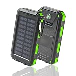 Power-Bank-Solar-Charger - 8000mAh Portable Charger,Solar Power Bank, Dual USB Port Built-in Led Flashlight and Compass for Cell Phone and Electronic Devices, Perfect for Camping Travel. (green)
