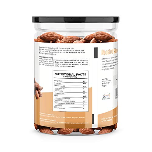 Image of Zucchero Premium California Roasted Almond, Lightly Salted, 400g - Protein Rich| Oil-Free Roasting |Slow baked Nuts | Earthy Flavour | No Oil