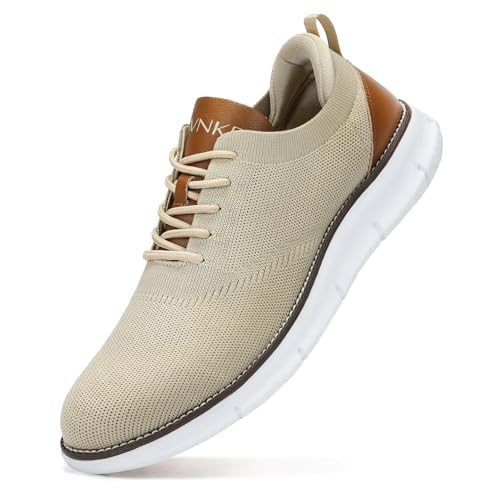 Top 10 Best Casual Shoes for Jeans: Stylish Comfort Guide 14 SVNKE Men's Mesh Dress Shoes Casual Business Lace Up Oxford Sneakers Lightweight Breathable Walking Shoes Comfortable Thick Sole Tennis Footwear Khaki 9
