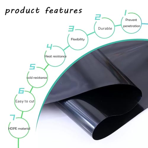 Wkładka do stawu HDPE 1 x 1 m, grubość 0,12 mm, guma do ogrodowych stawów rybnych, sztucznych jezior i placów budowy, wytrzymały, wodoodporny materiał