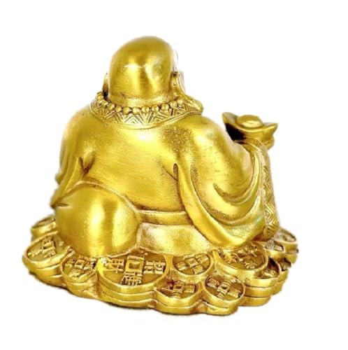 Estatua de Buda sonriente de latón Feng Shui pequeña miniatura 5