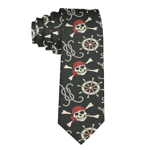 PUYWTIY Novelty Ties for Men Nautical Anchor Pirate Skulls Crossbones Neck Ties, Fashion Holiday Season Party Festival Necktie for Christmas Wedding Daily