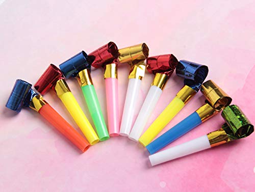 Sbyure 150 Pcs Musical Blow Outs, Party Horns Noisemakers Blowouts Whistles For Birthday Party Favors, New Years Party Noisemakers,Party Blowouts Whistles,Fun Party Favors, Assorted Colors #TOP3