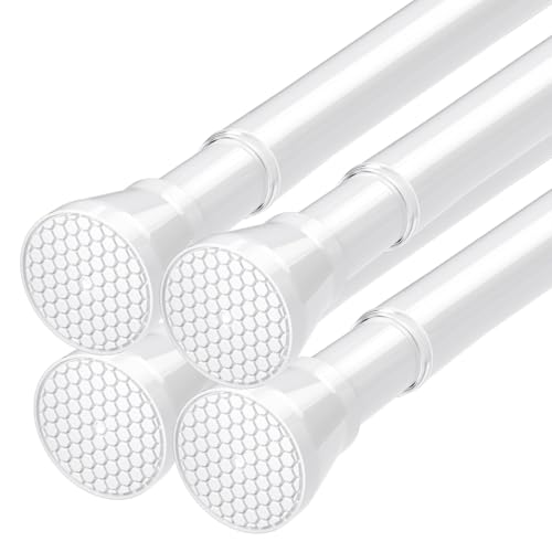 Image of Tension Rod for Windows 28 to 48 Inch 4Pack Spring Curtain Rods No Drilling White Adjustable Curtain Rods Expandable Pressure Spring Tension Rod for Closet, Doorway