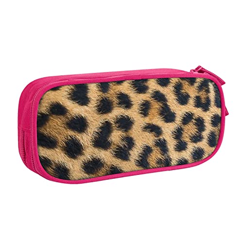 Astuccio per matite con stampa leopardata ruvida astuccio per trucchi portagioie portatile da viaggio nero rosa Taglia unica portamatite