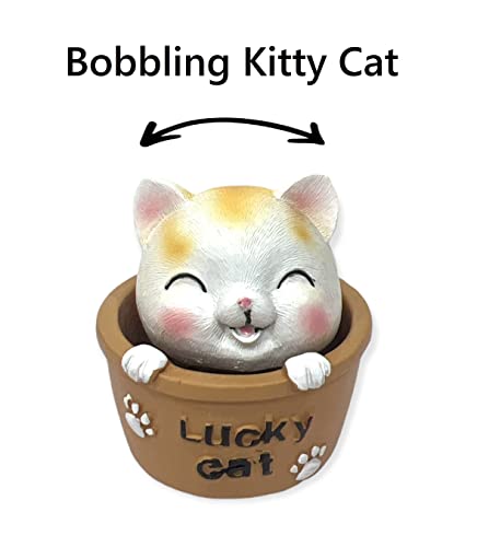 Image of AUGEN Polyresin Cute Cat Happy Bobblehead Idol Statue Showpiece for Home Decor Decoration and Gifting (1 Piece,7532F)