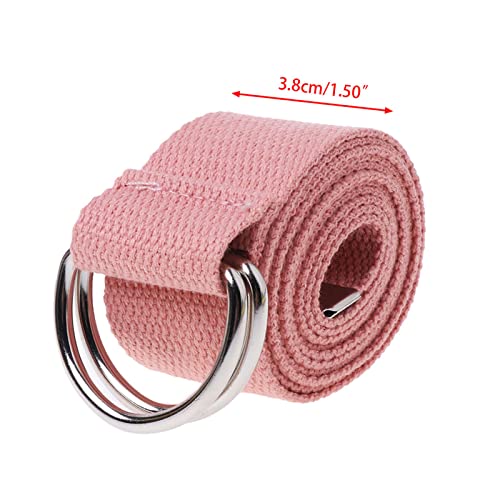 Teenager Boys Girls Students Double Buckle Waist Belt Canvas Solid Color2