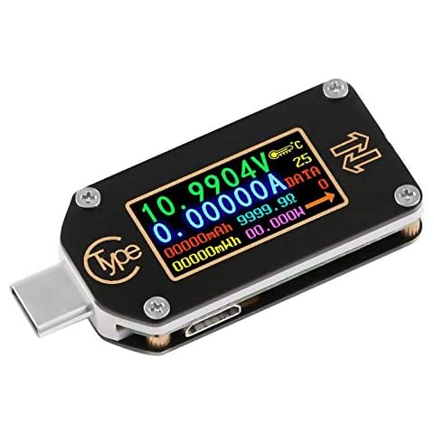 MakerHawk USB Power Meter, TC66 USB Tester Type C USB Voltage Meter and Current Tester, 0.96 Inch IPS Color LCD Display Power Tester Multimeter PD Ammeter Voltmeter QC 2.0 3.0 Cover