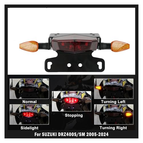 Lámpara trasera y luces LED de freno para rutas nocturnas en Suzuki DRZ400S y SM 5