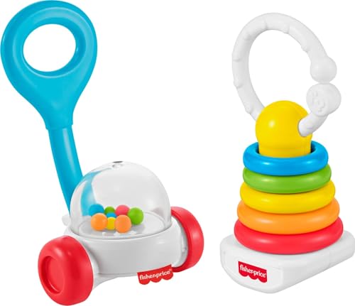 Fisher-Price Baby Toys Newborn Classics-Pack of Rattle Teether & Sensory Activities for Developmental Play Ages 0+ Months