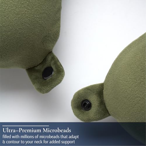 Image of Brookstone Travel Neck Pillow - Lightweight U-Shaped Memory Foam Travel Pillow for Airplane, Car Travels & Sleeping, Olive