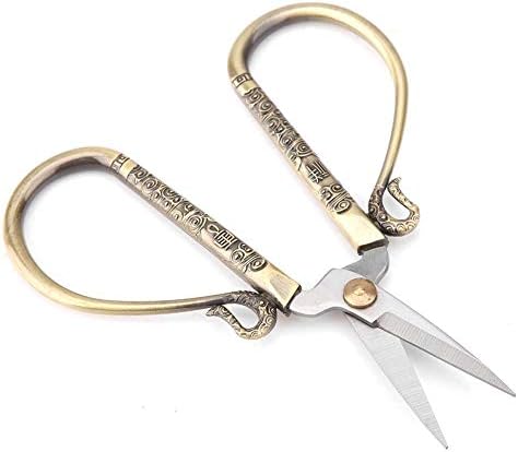Embroidery Scissors Stainless Steel Cross Stitch Scissors Vintage European Style Scissors DIY Sewing Shears Embroidery Tools for Needlework Embroidery Sewing Craft Art Work(Bronze)
