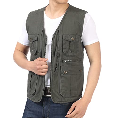 Gilet de rangement homme vert militaire à poches multiples L