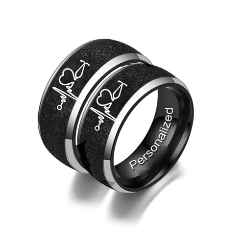 Passender ecg promsie partnerringe schwarz cross krone graviert matt verlobungsringe jubiläum titanstahl