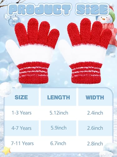 Image of EBOOT 3 Pairs Winter Kids Gloves Warm | Toddler Gloves for Boys Girls Outdoor, Full Finger Fluffy Soft Mittens for 1-11 Years Children, Multiple Colors