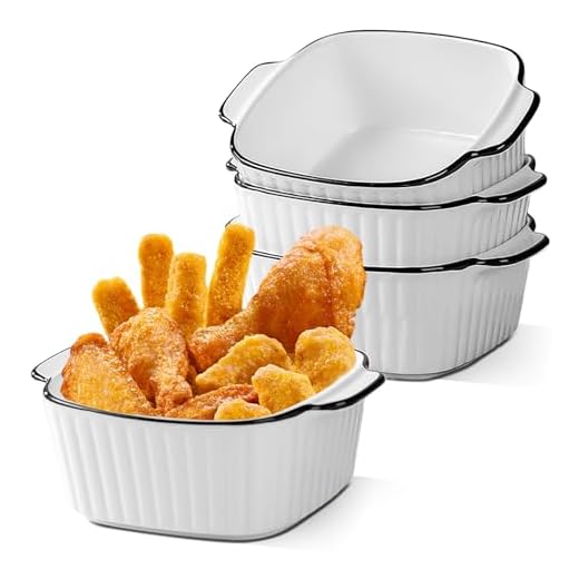Set van 4 kleine ovenschalen van keramiek, met handgrepen, oven, magnetron en airfryer, perfect voor gratin, pasta, desserts en meer, kleine ovenschaal voor 1 persoon