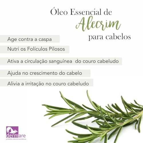 DERMARE Oleo Essencial de Alecrim, Transparente, 10 ml
