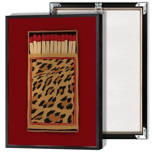 Retro Leopard Matchbox Poster Vintage Cheetah Canvas Wall Art Preppy