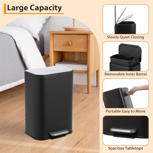 Caneca de basura de acero inoxidable 20L con tapa suave miniatura 7