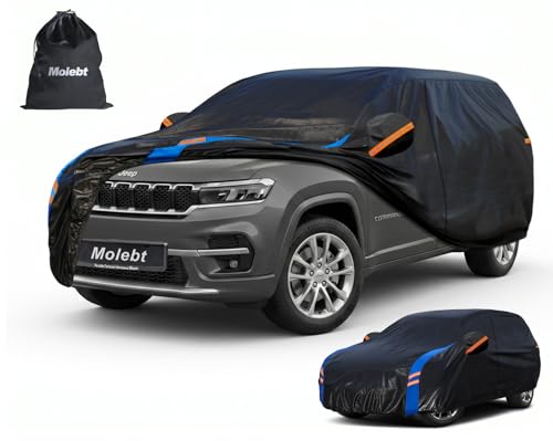 Image of Custom Fit SUV Car Cover for Jeep Commander (2006-2026), Upgraded Waterproof All Weather Outdoor Auto Cover with Driver Door Zipper & Mirror Pockets, UV /Snow /Dust Protection