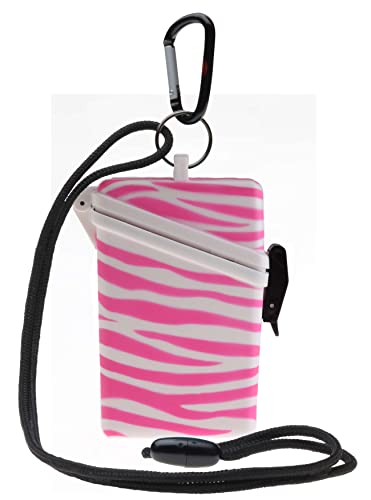 Preisvergleich Produktbild WITZ® Großer wasserdichter Badesafe pink Zebra [1 Stück] Strandbox Schwimmsafe mit Karabinerhaken und Nylonschnur zu befestigen und umhängen