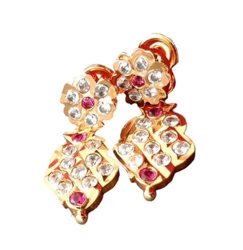 INEESS JEWELS Womens Alloy Steel Floral Pattern Drop Earrings with Stone | Traditional Latest Fancy Covering Stud Earrings for Womens & Girls (B0CYZZTCJB) Amazon Price History, Amazon Price Tracker