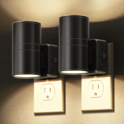 Image of L LOHAS LED Night Light, Automatic Night Lights Plug into Wall, 2 Pack Nightlights with Light Sensor, 3000K Soft White 0-100LM Dimmable Modern Nightlight for Kids Bedroom Hallway