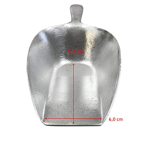 Kerafactum extra Grosse Mehlschaufel Sackschaufel Futterschaufel | Sack Futter Mehl Zucker Schaufel Schütte aus Metall Aluminium Nicht rostend | 35 cm Abwiegeschaufel bei 750 ml Tierfutter Getreide