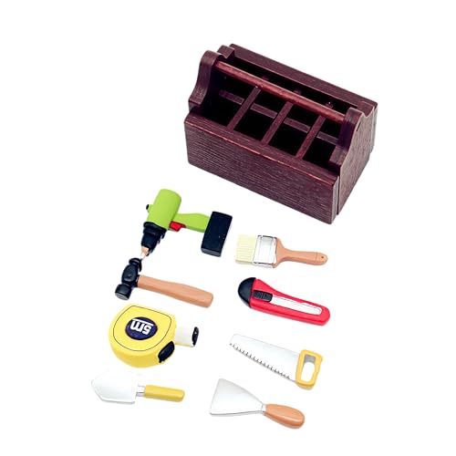 Boîte à outils miniature pour animer l'établi en bois d'une maison de poupée 1:12