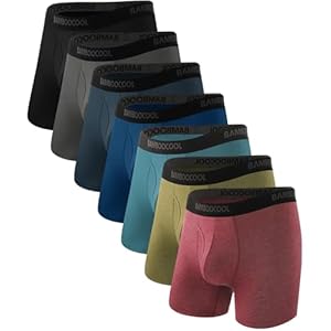BAMBOO COOL Calzoncillos tipo bóxer transpirables para hombre con bragueta que absorbe la humedad, ropa interior ligera, paquete de 7