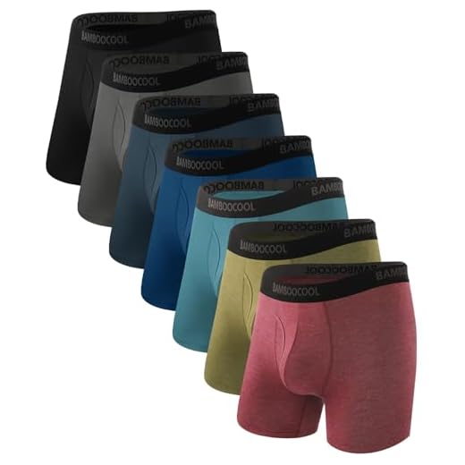 BAMBOO COOL Men's Underwear Breathable Boxer Briefs with Fly Moisture-Wicking Lightweight Underwear