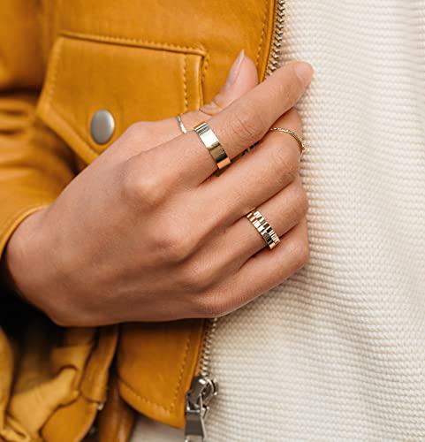 Nokmit 5Mm 14K Gold Filled Rings For Women Girls Men Wedding Band Dainty Thick Thumb Ring Couple Anniversary Engagement Gifts Non Tarnish Comfort Fit Size 4 To 11(Gold,6) #TOP2