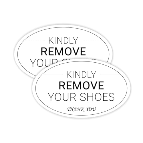 GEEKBEAR Remove Your Shoes Sign - 2 Pack Acrylic, Unique, Durable - 6.3 x 3.8 in (White)