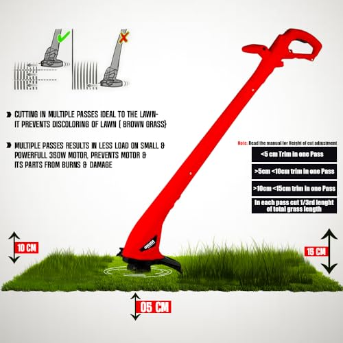 Image of OMADA Corded Electric String Trimmer for Home Garden, 250W Powerful Motor, 12500 RPM, Lightweight Plug-in Grass Cutter Machine with 5m Cable, 22cm Cutting Width for Lawn, Edges & Small Garden