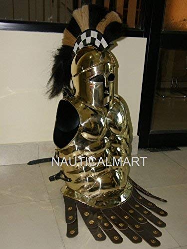 NauticalMart Greek Corinthian Helmet With Muscle Armor In Brass Finish