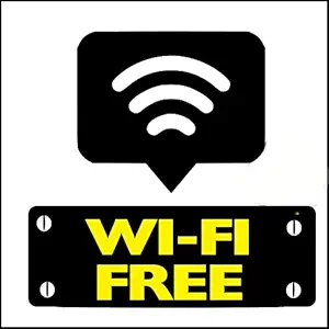 fingerz Free WiFi Sign Sticker Wall PVC Door Windows Yellow 6 inch (Pack of 6)