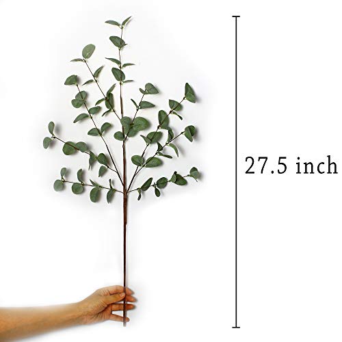 VGIA 6 Pcs 27" Eucalyptus Stems Greenery Stems Eucalyptus Leaf Spray in Green Silk Plastic Plants Floral Artificial Plants for Home Party Wedding Decoration