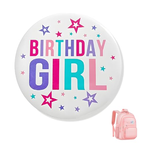 LIVDORA Cute Birthday Button Pin - Fun Party Favors Supplies for Classroom Events, Birthday Pin Badge for Boys and Girls (Girl)