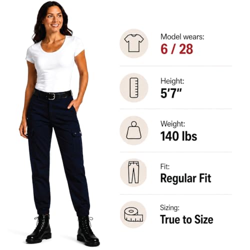 Image of Dickies Womens High Rise Cotton Twill Cargo Joggers Elastic Ankle