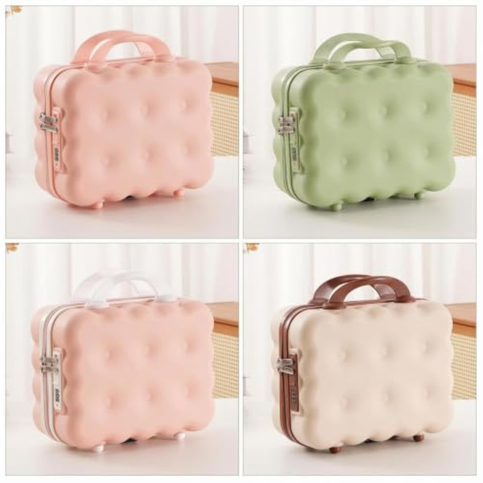 Compact Portable Suitcase-Style Storage Case, Pink-Green