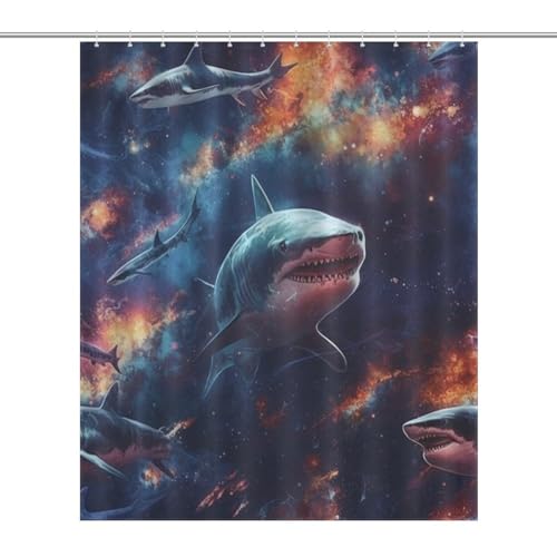 Rideau de douche requin en polyester lavable 152x183cm - 7