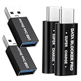 Blocco dati USB e blocco dati USB C, confezione da 4 pezzi, blocco dati per una ricarica sicura, blocco contro Juice Jacking, adattatore di protezione compatibile solo con iPhone, Samsung, Laptop