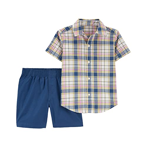 Carter's Baby Boys' 2 Pc Playwear Sets (Blue Plaid Button, 12 Months) #TOP7