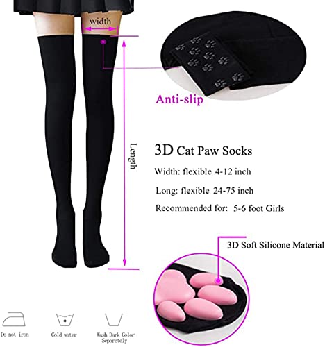 image for SUPTEC Cat Paw Thigh High Socks, Cute Soft 3D Kitten Paw Pad Claw Toe 