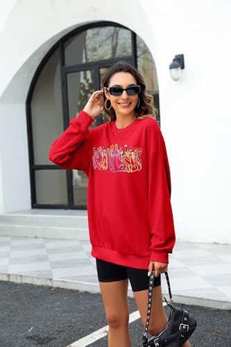 Image of BANGELY Fantastical Sweatshirt Women Cute Embroidered Fantastical Princess Sweater Family Vacation Shirt Long Sleeve Top