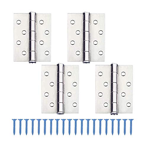 ManLee 4pcs Bisagras Pequeñas de Acero Inoxidable 55 x 88 mm Bisagra plana Plegable de Gabinete Puertas Muebles Armario Caja de madera Diy con 8 Agujero 32 tornillos